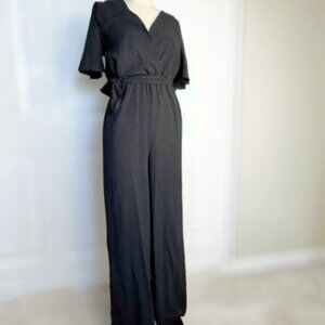 Parisan Black Romper, Women's Jumpsuit with Short Sleeves